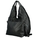 Módní koženková sada kabelek přes rameno a crossbody Saga, černá