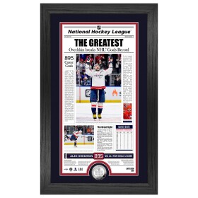 Obraz Washington Capitals NHL Alex Ovechkin 895 Goals Record Silver Coin Newspaper