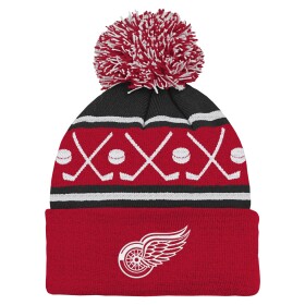 Outerstuff Dětská batolecí zimní čepice Detroit Red Wings NHL Face-Off Cuff Pom