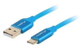 Lanberg CA-USBO-22CU-0010-BL modrá / Kabel USB-A na USB-C / 1 m / USB 2.0 (CA-USBO-22CU-0010-BL)