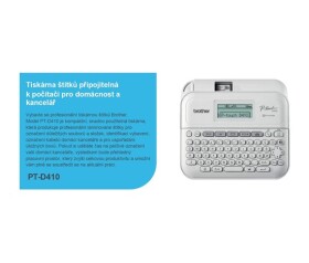 BROTHER tiskárna štítků PT-D410 - 18mm, pásky TZe USB, stolní model, provoz na AA baterie 6ks