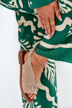 Dámské Sandály S Dekorací Na Plochém Podpatku Eko Semišové Béžové Ralisses 39