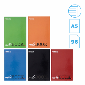 Office Products záznamní kniha, A5, 55 g, 96 stran, linka, mix barev - 10ks