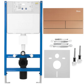 REA/S - Podomítkový WC systém K011A-Q + tlačítka T Brush Copper/Rose Gold KPL-E0053