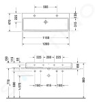 DURAVIT - Vero Air Dvojumyvadlo nábytkové 1200x470 mm, s přepadem, s otvory pro baterie, bílá 2350120026