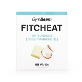 Proteinová čokoláda Fitcheat - GymBeam (bílá čokoláda kokos, 80 g) (30539-12-80g-whitechocolatecoconut)