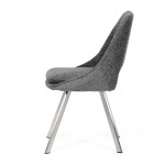 Židle jídelní, šedá látka, kovové nohy, broušená nerez.