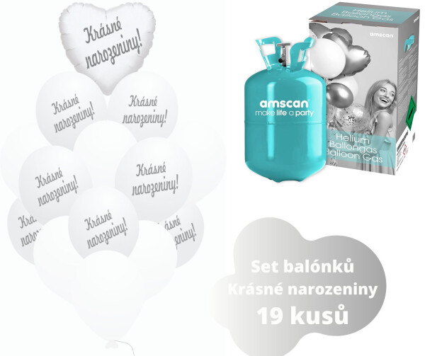 Helium set - bílé balónky KRÁSNÉ NAROZENINY - Balonky.cz Helium set - bílé balónky KRÁSNÉ NAROZENINY - Balonky.cz
