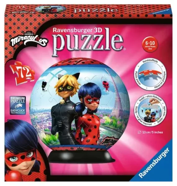 Ravensburger Puzzle-Ball Miraculous Kouzelná Beruška a Černý kocour