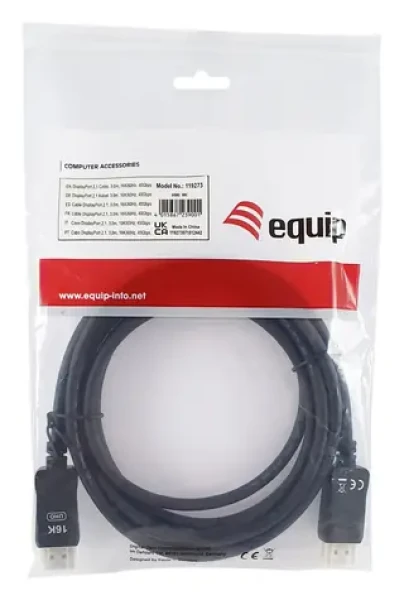 Equip DisplayPort 2.1 černá / Kabel / DisplayPort / 16K/60Hz / 3 m / pozlacené konektory (119273)