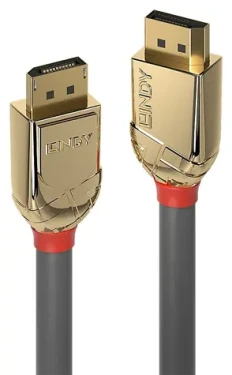 Lindy DisplayPort Gold Line šedá / DisplayPort kabel / 20 m / 4K 30Hz / pozlacené konektory (36298)
