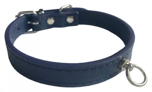Huhubamboo Exclusive obojek modrý M / Obojek pro psy / 16 mm x 26-32 cm / Hovězí kůže (355502)