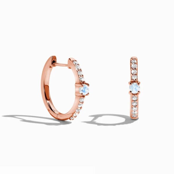 Royal Fashion náušnice 14k zlato Vermeil GU-DR23085E-ROSEGOLD-MOONSTONE-TOPAZ