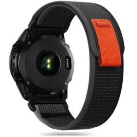 Tech-Protect Nylon Strap černá/oranžová / Řemínek / pro Garmin Fenix 5 / 6 / 6 Pro / 7