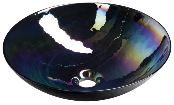 SAPHO - DECORA NERO MURANO skleněné umyvadlo na desku, průměr 41cm, černá YM1237