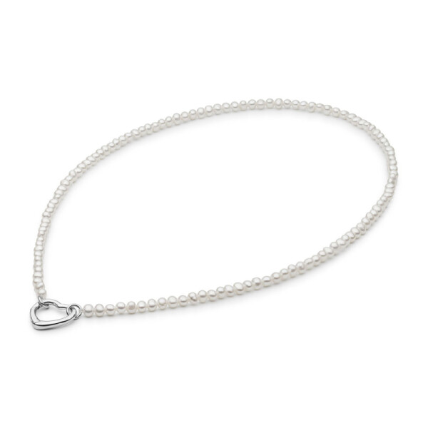 Perlový náhrdelník Angelica - srdce, stříbro 925/1000, Stříbrná 42 cm Bílá