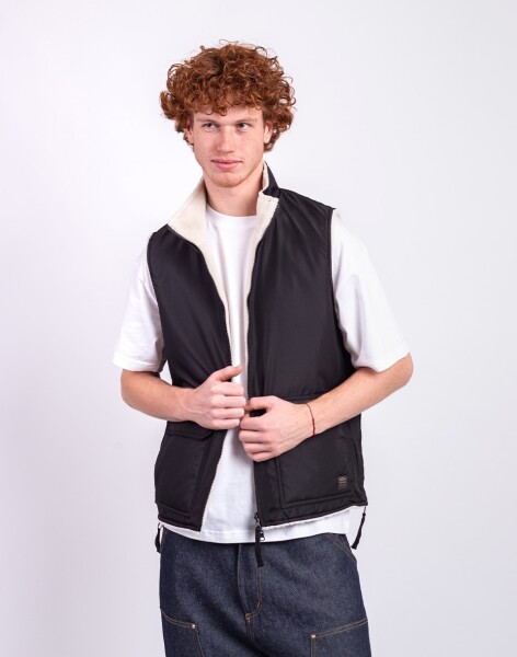Taion Non Down Military Reversible Boa Hi Neck Vest BLACK×CREAM M
