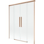 MEXEN/S - Rox vanová zástěna 2-křídlová posuvná 150 x 150, transparent, měď kartáčovaná 8C9-150-002-65-00