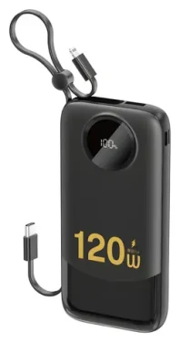 Dudao K13 černá / Powerbanka / 10000 mAh / integrovaný kabel