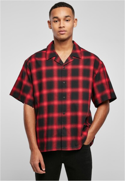 Volná károvaná rekreační košile černo/červená