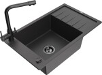 MEXEN/S - Elias granitový dřez 1-miska včetně baterie Duero, černá kropenatá 6511-76-671600-70-B
