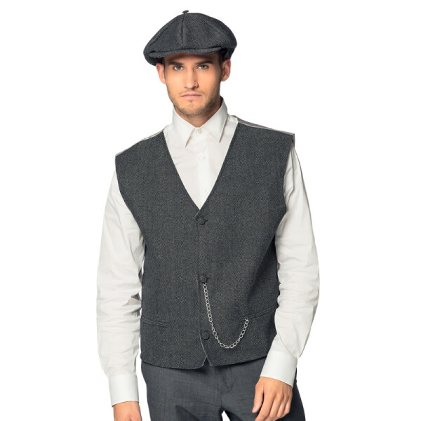 Pánský retro set vesta a čepice šedý 33016 Velikost: XL