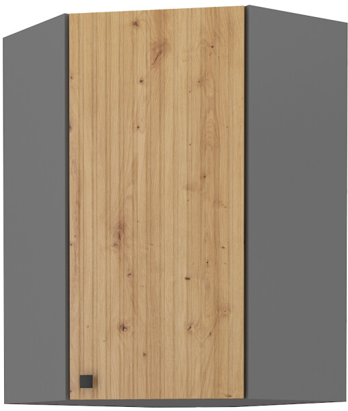 Horní rohová skříňka Ava 60x60 GN-90 1F (45°) Barva korpusu: Antracit, Barva dvířek: Dub Artisan