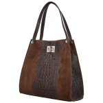 Luxusní dámská kožená kabelka na rameno Cynthia, tmavě hnědá