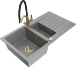 MEXEN/S - Matias granitový dřez 1.5 s odkapávačem včetně baterie Duo, šedá 6502-71-671701-57-G