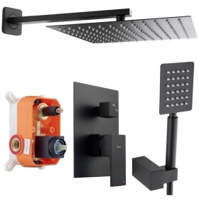 Erga Dual, podomítková sprchová souprava s dešťovou hlavicí 30x30 cm, i-BOX instalační systém, černá matná, ERG-YKA-BP.DUAL30-BLK