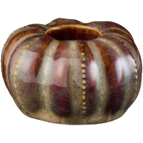 Ib Laursen Keramický svícen Pumpkin Brown, hnědá barva, keramika