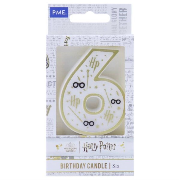 PME Harry Potter svíčka bílo-zlatá číslo 6