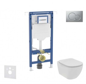 GEBERIT - Duofix Set předstěnové instalace, klozetu a sedátka Ideal Standard Tesi, tlačítka Sigma01, Rimless, SoftClose, matný chrom SANI11CD2105