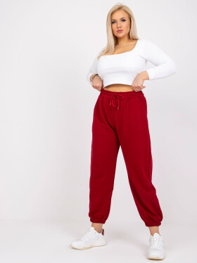 Vínové tepláky s kapsami Ainhoa plus size 3XL