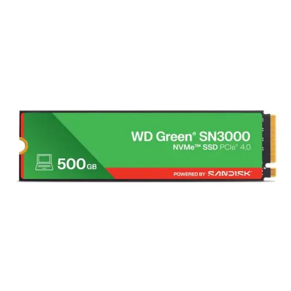 WD Green SN3000 500GB / SSD / M.2 2280 / PCIe Gen4 x4 / čtení: 5000 MB/s / zápis: 4100 MB/s / 3y (WDS500G4G0E-00CPS0)