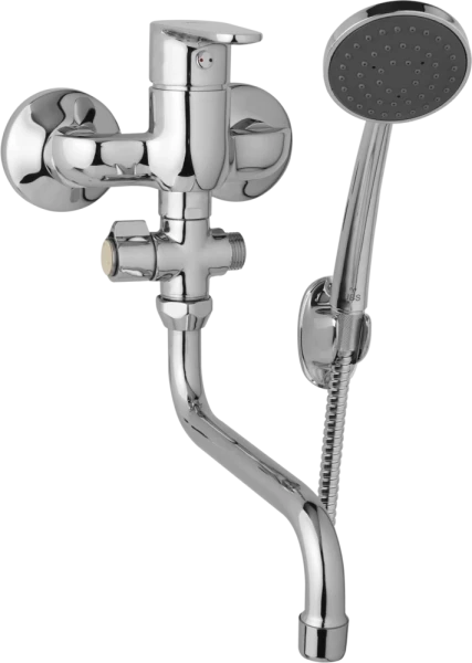 JB Sanitary Nástěnná umyvadlová a sprchová baterie TIRA, rozteč 100 mm, otočný přepínač,s příslušenstvím, trubkové ramínko 200 mm D10 32 31