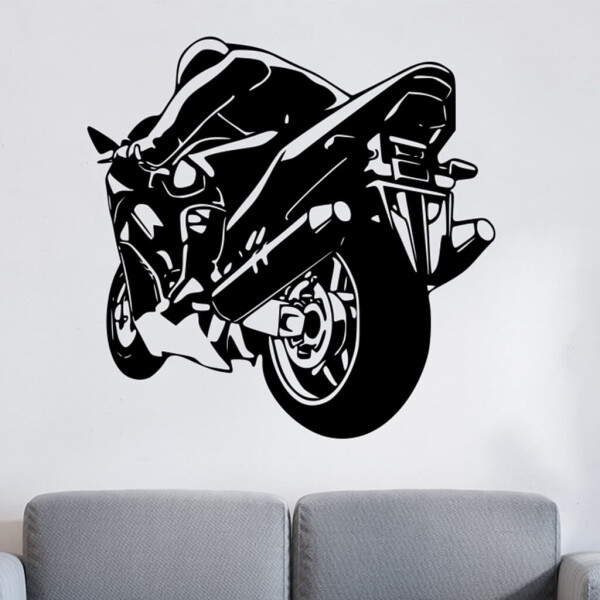 Samolepka Sportovní motorka Barva: černá, Velikost: 60 x 59 cm