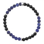 Pánský korálkový náramek Joel - 6 mm lapis lazuli, lávový kámen, 23 cm Modrá