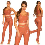 Sexy KouCla Latex Look Crop Top barva red velikost M