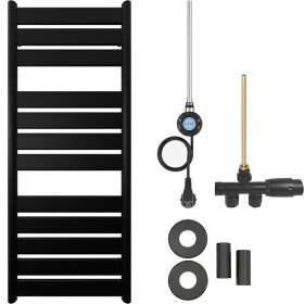 CERANO - Koupelnový radiátorový set Arturo - kombinované vytápění, wifi tyč - boční jednobodové připojení - 600W - černá matná - 1200x500 mm CER-663664