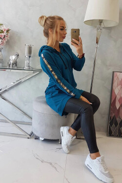 Dámská delší mikina se zipem na zádech 8997 Marine Petrolejová - K-Fashion UNI petrolejová