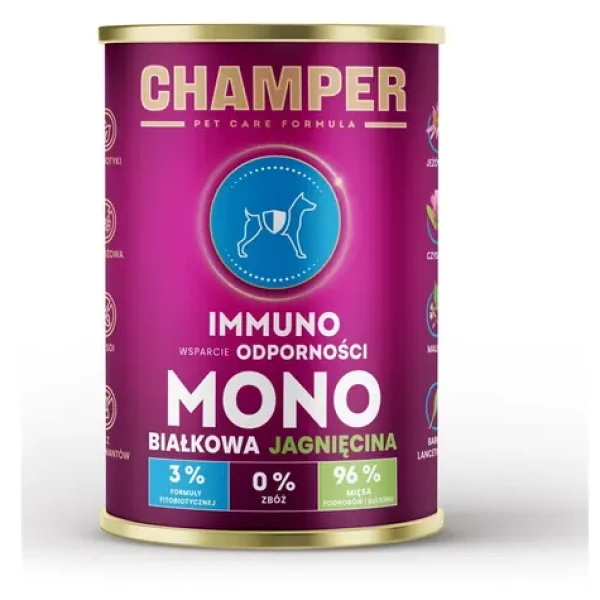 Champer Immuno Monoprotein Lamb 400 g / Konzerva pro psy / Podpora imunity / Bez obilovin