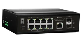 LevelOne IGP-1061 / Průmyslový switch / 8x GE PoE+ / 2x SFP / 360 W PoE / Managed L2 / DIN lišta (IGP-1061)