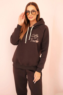 Dámská bavlněná zateplená souprava s potiskem hnědá UNI