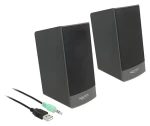 Delock černá / PC reproduktory / 2.0 / 3W RMS / USB napájení / 3,5mm jack (27001)