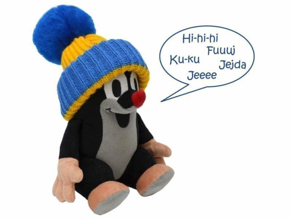 Krtek 20cm mluvící, modrý kulich, sedící - Zdeněk Miler