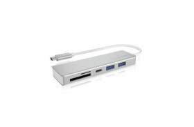 IcyBox IB-HUB1413-CR USB Hub stříbrná / 2x USB 3.0 / 1x USB-C / čtečka karet microSD (IB-HUB1413-CR)