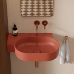 OMNIRES - OVO M+ umyvadlo na desku/závěsné - levé, 64 x 44 cm, terracotta mat; OVO645UWLTE