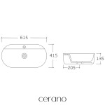 CERANO - Umyvadlo keramické Ramona - na desku - bílá lesklá - 61,5x41,5 CER-667915