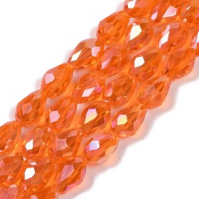 Skleněný korálek - kapka - oranžová - 15 x 10 mm - 1 ks